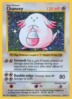 Chansey 3/102 (Shadowless)