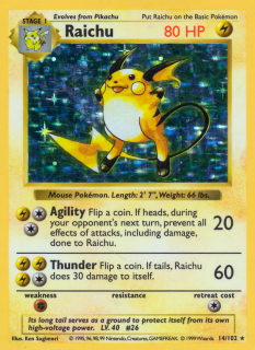 Raichu 14/102 (Shadowless)